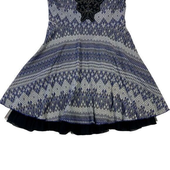 Free People Strapless Mini Dress Women Medium Blue Black Embellished Fairy Goth - Picture 4 of 16
